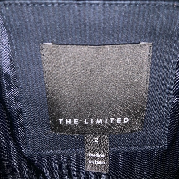 The Limited Pinstripe Blazer Size 2 Navy and Black - Picture 3 of 4
